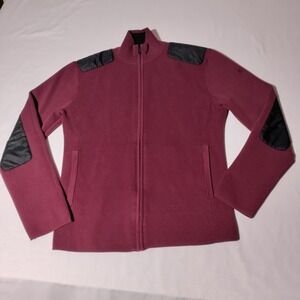 Victorinox Men's Burgundy Full Zip Fleece Jacket with Black Trim Size M